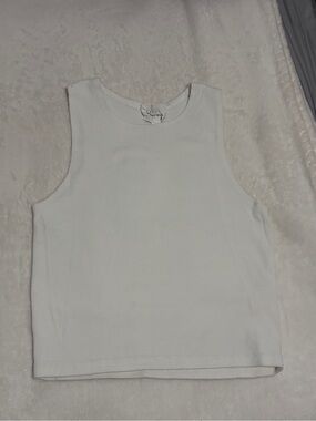 Hersy White Ribbed High-Neck Tank Top